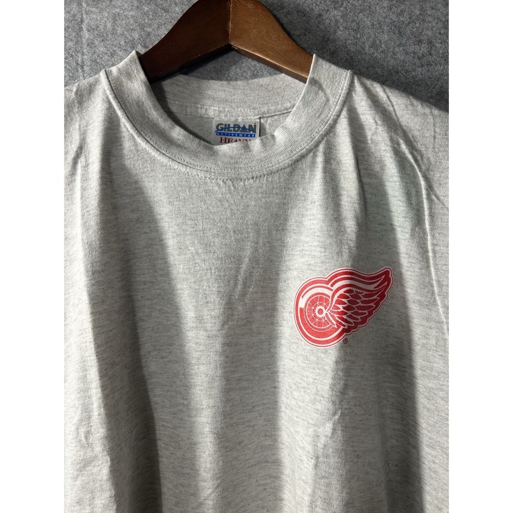 Vintage Detroit Red Wings NHL Gildan Made in Canada T-Shirt Men's XL Gray 90s